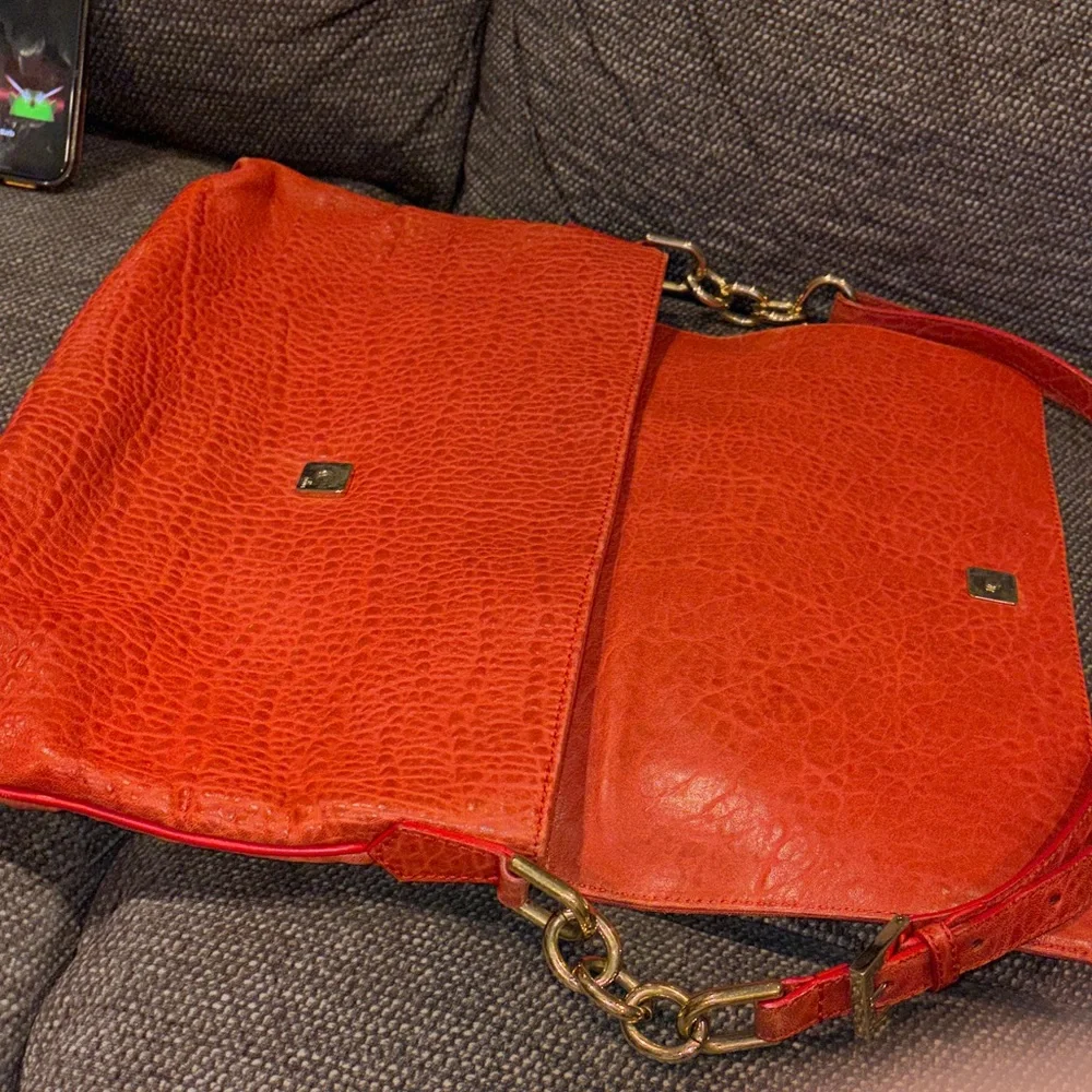 Fendi Mia Flap Shoulder Bag- Red Leather